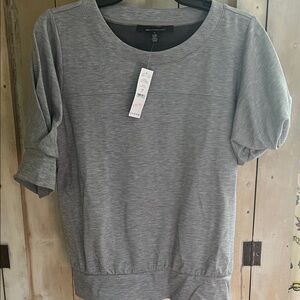 White House Black Market Heather Gray Top Large NWT